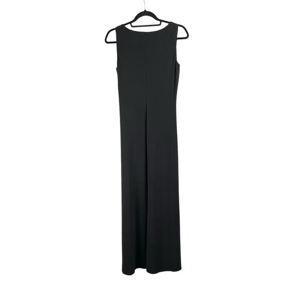Marina Long V Neck Knot Front High Slit Sleeveless Black Maxi Dress NWT Small - Picture 4 of 15